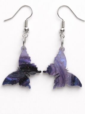 Blue Lavender Butterfly Earrings  Dangle Lightweight Sparkle Drop Earrings